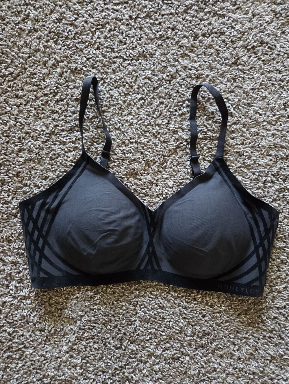 Honeylove Crossover Bra XL Black Wireless Lift Bra Adjustable Straps Comfort Bra